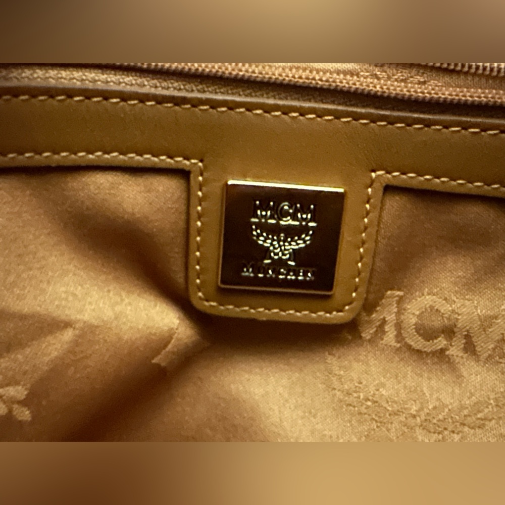Authentic MCM Cognac Leather Boston with Gold Bag Charm - Picture 4 of 5